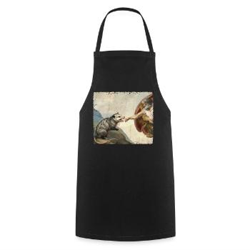 L’opossum bat la main de Dieu Mème drôle d’opossum - Tablier de cuisine - noir - Devant - AI Model Male 185 dark (185cm)