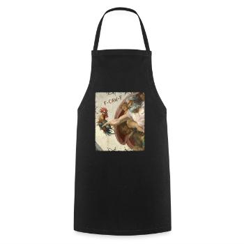 F-CAW-F Rooster Meme – Funny Sarcasm Saying - Cooking Apron - black - Front - AI Model Male 185 dark (185cm)
