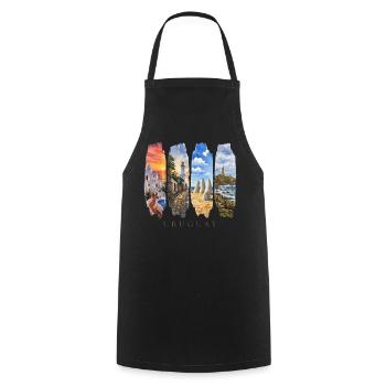 Uruguay Vacation Travel – South America Beach & Culture - Cooking Apron - black - Front - AI Model Male 185 dark (185cm)