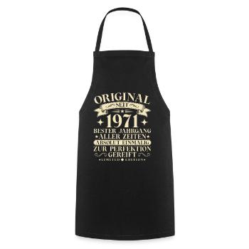 Vintage 1971 Jahrgang Geburtstag Retro - Kochschürze - Schwarz - Vorne - AI Model Male 185 dark (185cm)