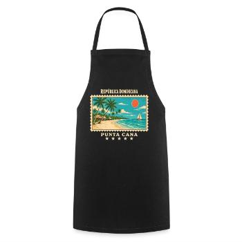 Dominikanische Republik Punta Cana Reisemarke - Kochschürze - Schwarz - Vorne - AI Model Male 185 dark (185cm)