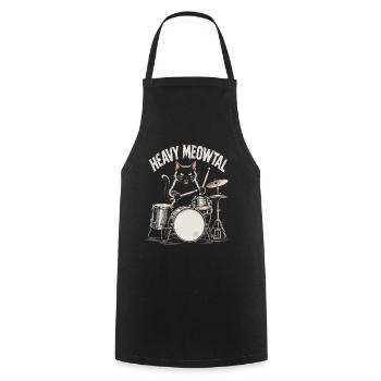 Heavy Meowtal Cat Drummer - Cooking Apron - black - Front - AI Model Male 185 dark (185cm)