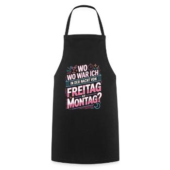 Nacht von Freitag auf Montag Filmriss Party JGA - Kochschürze - Schwarz - Vorne - AI Model Male 185 dark (185cm)