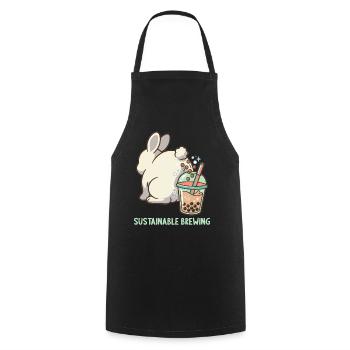 Bubble Tea Boba Drôle de Lapin mignon - Tablier de cuisine - noir - Devant - AI Model Male 185 dark (185cm)
