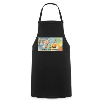Bubble Tea Boba Drôle de Lapin mignon - Tablier de cuisine - noir - Devant - AI Model Male 185 dark (185cm)