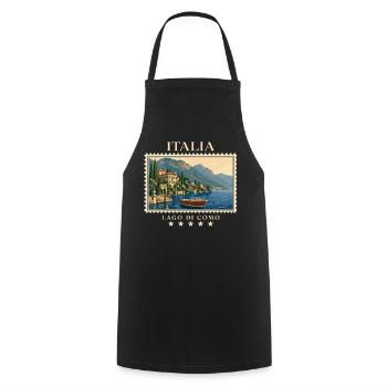 Italien Lago di Como Vintage Reisemarke - Kochschürze - Schwarz - Vorne - AI Model Male 185 dark (185cm)