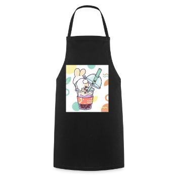 Bubble Tea Boba Drôle de Lapin mignon - Tablier de cuisine - noir - Devant - AI Model Male 185 dark (185cm)