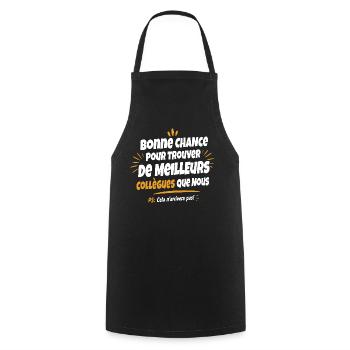 T-shirt Humour Collègues de Travail - Tablier de cuisine - noir - Devant - AI Model Male 185 dark (185cm)