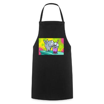 Bubble Tea Boba Drôle de Lapin mignon - Tablier de cuisine - noir - Devant - AI Model Male 185 dark (185cm)