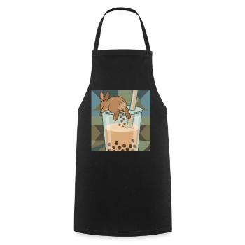 Bubble Tea Boba Drôle de Lapin mignon - Tablier de cuisine - noir - Devant - AI Model Male 185 dark (185cm)