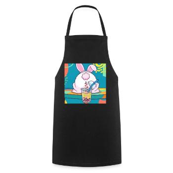 Bubble Tea Boba Drôle de Lapin mignon - Tablier de cuisine - noir - Devant - AI Model Male 185 dark (185cm)