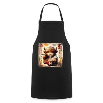 Highland Cow Ramen Vintage Poster Style - Kochschürze - Schwarz - Vorne - AI Model Male 185 dark (185cm)