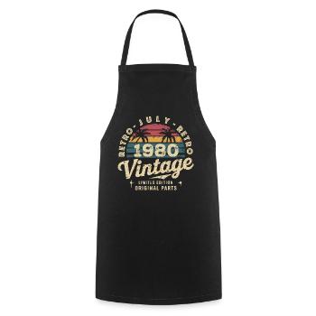 Vintage July 1980 Retro Limited Edition - Cooking Apron - black - Front - AI Model Male 185 dark (185cm)