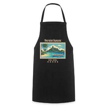 Polynesien Bora Bora Vintage Reisemarke - Kochschürze - Schwarz - Vorne - AI Model Male 185 dark (185cm)