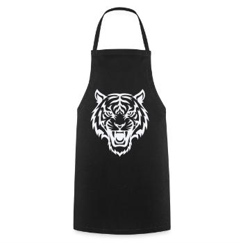 Stylized tiger head pattern - Cooking Apron - black - Front - AI Model Male 185 dark (185cm)