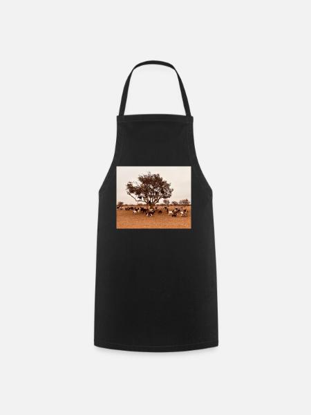 Des chèvres sous un arbre dans la savane - Tablier de cuisine - noir