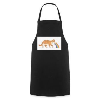 Chat crachant arc-en-ciel - Tablier de cuisine - noir - Devant - AI Model Male 185 dark (185cm)