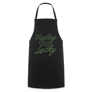 Feeling Lucky Dice Script - Cooking Apron - black - Front - AI Model Male 185 dark (185cm)