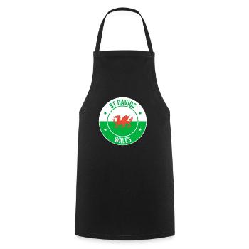 St Davids Welsh Dragon Emblem - Cooking Apron - black - Front - AI Model Male 185 dark (185cm)