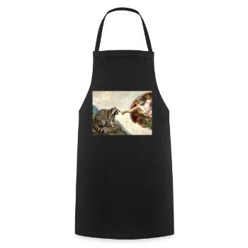 raccoon beating god's hand raccoon meme - Cooking Apron - black - Front - AI Model Male 185 dark (185cm)
