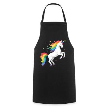 Licorne arc-en-ciel géométrique - Tablier de cuisine - noir - Devant - AI Model Male 185 dark (185cm)