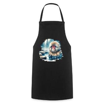 Motif du macaque japonais - Tablier de cuisine - noir - Devant - AI Model Male 185 dark (185cm)