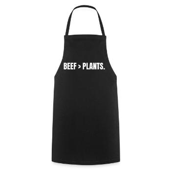 BŒUF > PLANTS | Steak carnivore au lieu de plantes - Tablier de cuisine - noir - Devant - AI Model Male 185 dark (185cm)