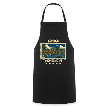 Laos Luang Prabang Vintage Travel Brand - Cooking Apron - black - Front - AI Model Male 185 dark (185cm)