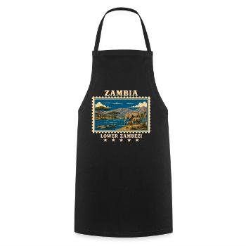 Marque de voyage vintage Zambie Lower Zambeze - Tablier de cuisine - noir - Devant - AI Model Male 185 dark (185cm)