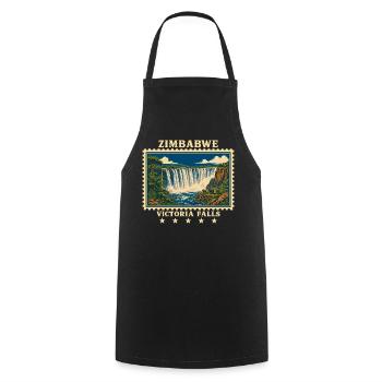 Zimbabwe Victoria Falls Vintage Travel Brand - Cooking Apron - black - Front - AI Model Male 185 dark (185cm)