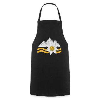 Alps Mountains with Edelweiss Flowers Nature Landscape - Cooking Apron - black - Front - AI Model Male 185 dark (185cm)