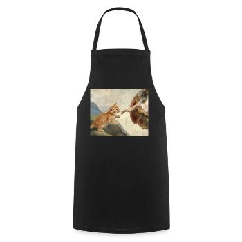 Chat gifle la main de Dieu Mème des chats drôles - Tablier de cuisine - noir - Devant - AI Model Male 185 dark (185cm)
