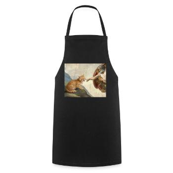 Chat gifle la main de Dieu Mème des chats drôles - Tablier de cuisine - noir - Devant - AI Model Male 185 dark (185cm)