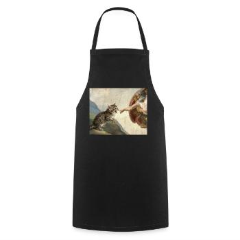 Chat gifle la main de Dieu Mème des chats drôles - Tablier de cuisine - noir - Devant - AI Model Male 185 dark (185cm)