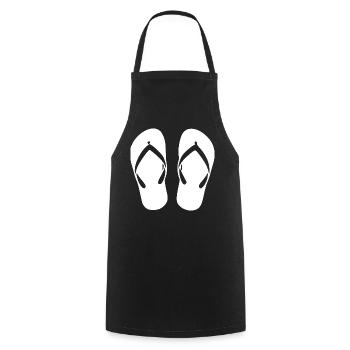 Flipflops_weiss_Sommer_Strand_Urlaub_Geschenk - Cooking Apron - black - Front - AI Model Male 185 dark (185cm)