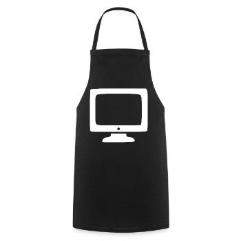 Retro Computer weiß Vintage 80er 90er Jahre - Kochschürze - Schwarz - Vorne - AI Model Male 185 dark (185cm)
