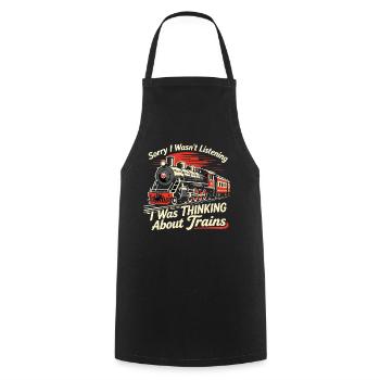 Je pensais aux trains au lieu d’écouter - Tablier de cuisine - noir - Devant - AI Model Male 185 dark (185cm)