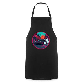 Retro 80er Midnight Alley Hatchback-Kunst - Kochschürze - Schwarz - Vorne - AI Model Male 185 dark (185cm)