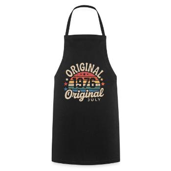 Original July 1976 Retro Vintage Birthday - Cooking Apron - black - Front - AI Model Male 185 dark (185cm)