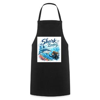 Compagnon Requin Ami Sous-marin - Tablier de cuisine - noir - Devant - AI Model Male 185 dark (185cm)