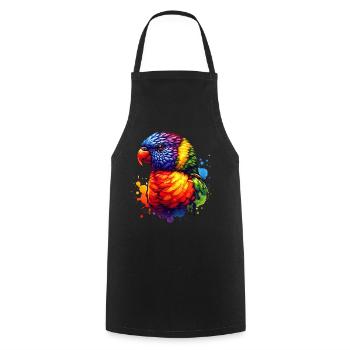 Forest lorikeet motif - Cooking Apron - black - Front - AI Model Male 185 dark (185cm)