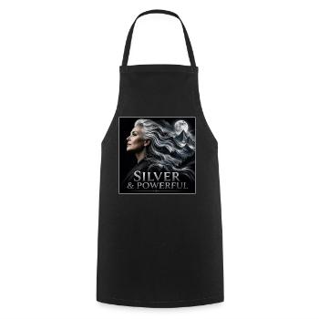 Pouvoir de la Sœur Argentée Fière des Cheveux Gris - Tablier de cuisine - noir - Devant - AI Model Male 185 dark (185cm)