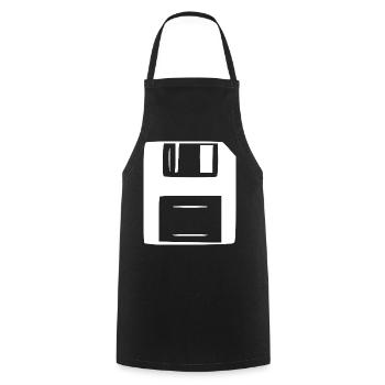 Retro_Vintage_80er_90er_Jahre_Diskette_weiss_Ge - Tablier de cuisine - noir - Devant - AI Model Male 185 dark (185cm)