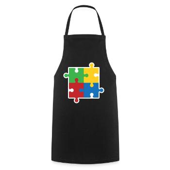 Autism Puzzle Icon - Cooking Apron - black - Front - AI Model Male 185 dark (185cm)