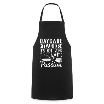 Enseignante de maternelle Pas passionnée Enseignante de garderie - Tablier de cuisine - noir - Devant - AI Model Male 185 dark (185cm)