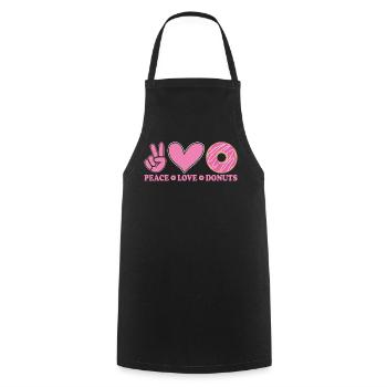 Peace Love Donuts - Cooking Apron - black - Front - AI Model Male 185 dark (185cm)