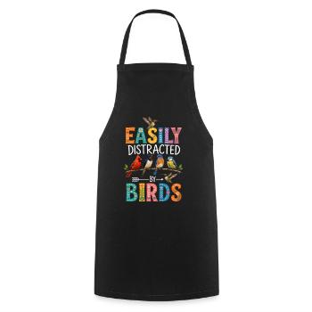 Facilement distrait par les oiseaux - Tablier de cuisine - noir - Devant - AI Model Male 185 dark (185cm)
