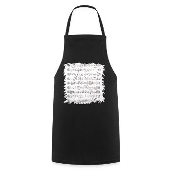 Black and white sheet music with border - Cooking Apron - black - Front - AI Model Male 185 dark (185cm)