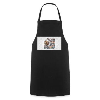 Kaffee Morgen Spruch Illustration - Kochschürze - Schwarz - Vorne - AI Model Male 185 dark (185cm)
