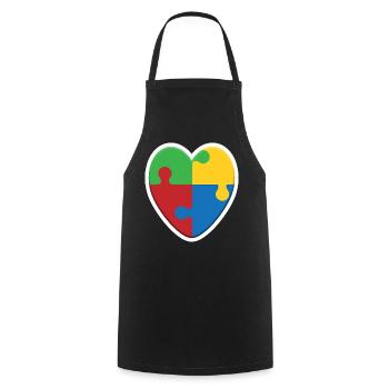 Autism Heart Puzzle - Cooking Apron - black - Front - AI Model Male 185 dark (185cm)